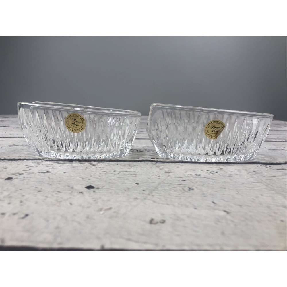 Vintage Princess House Royal Highlight Lead Crystal Spoon/Fork Holders -Set Of 2